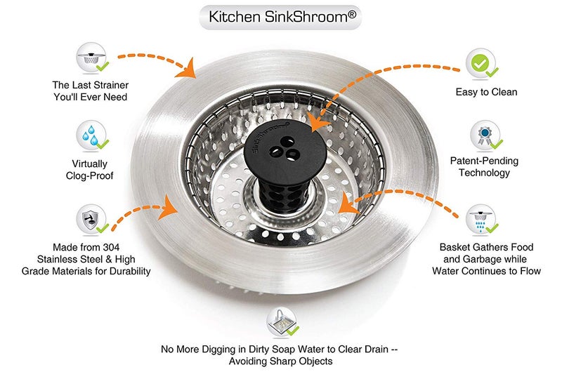 SinkShroom Kitchen SinkShroom Revolutionary Clog-Free Stainless Steel Sink Strainer, Black, 6-Pack - Image 4